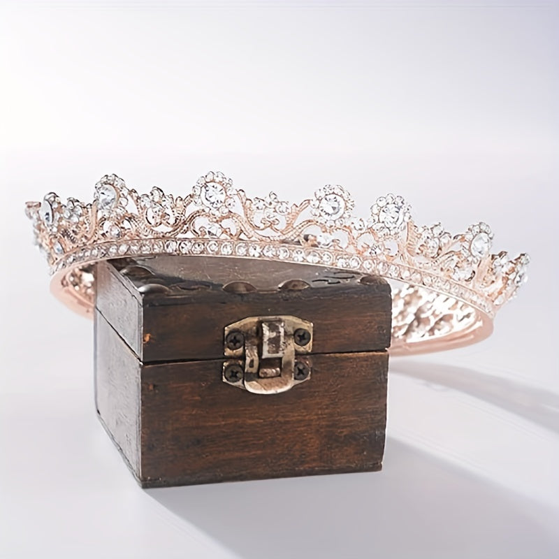 Rhinestone Bridal Queen Crown Full Round Tiara For Women Wedding Pageant Hair Accessories