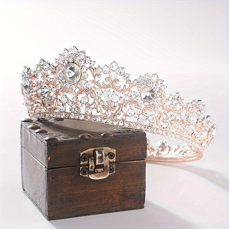 Rhinestone Bridal Queen Crown Full Round Tiara For Women Wedding Pageant Hair Accessories