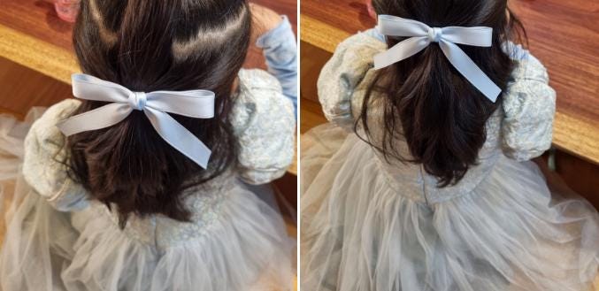 Girl Satin Ballet Simple Ribbon Bow Hair Clip Toddler Ribbon Bow Pin Long Tailed Bow Hair Clip Safe for Babies Handmade [with Pinkluvme]