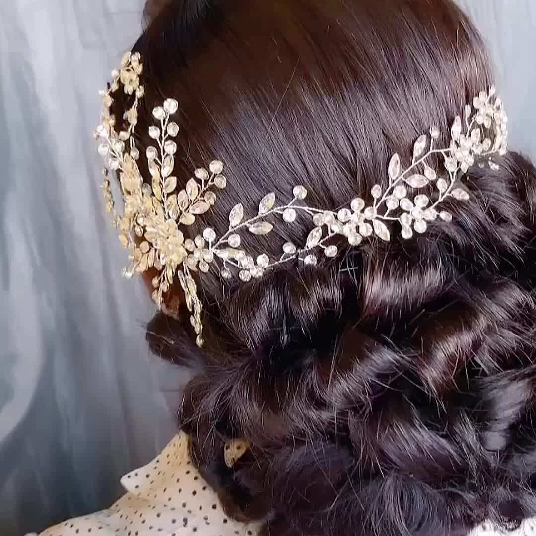 European and American cross-border rhinestone handmade rhinestone silver alloy hair accessories hairband ornaments accessories for brides