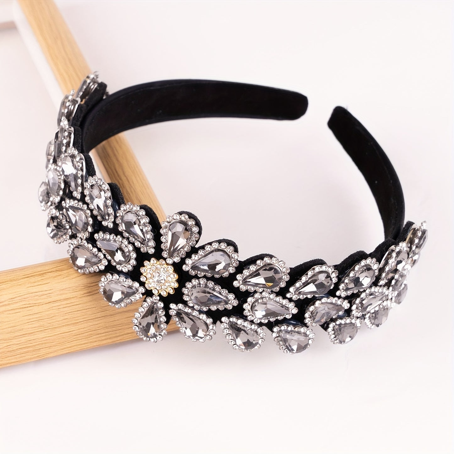 Crystal Rhinestone Handmade Headband Female Baroque Retro Wide-Brimmed Headband Hair Accessories