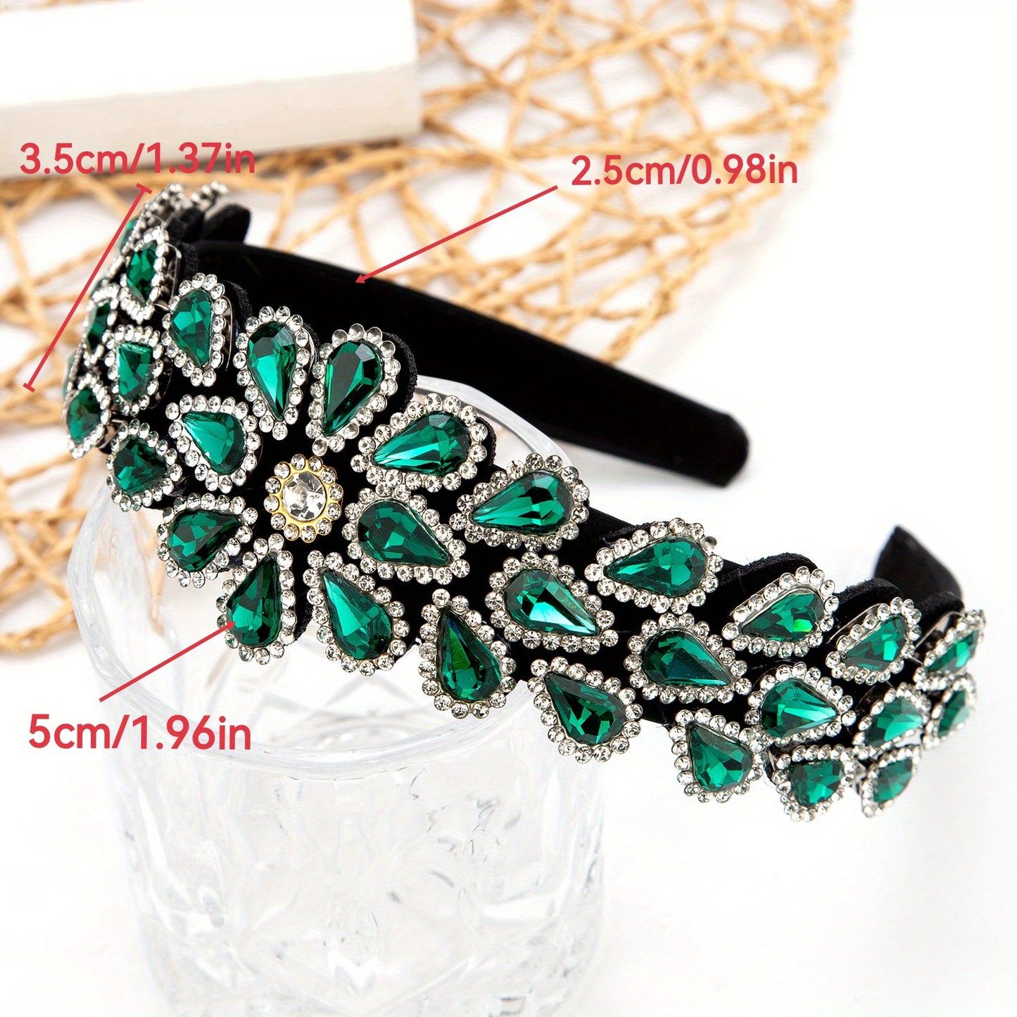 Crystal Rhinestone Handmade Headband Female Baroque Retro Wide-Brimmed Headband Hair Accessories