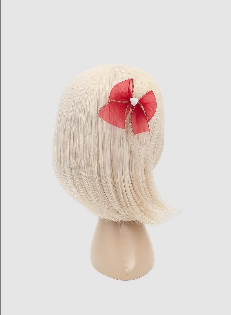 Gold-Edged Organza Bow Hair Clip Light Pink, Deep Pink, Yellow, White, Red, Purple Girl Toddler Formal Gold hypoallergenic [with Pinkluvme]