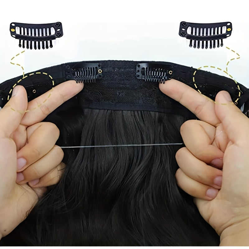 22inch 4clips Long Straight Hair Pieces Synthetic Fishing Line Hair Extensions Elegant For Daily Use Hair Accessories