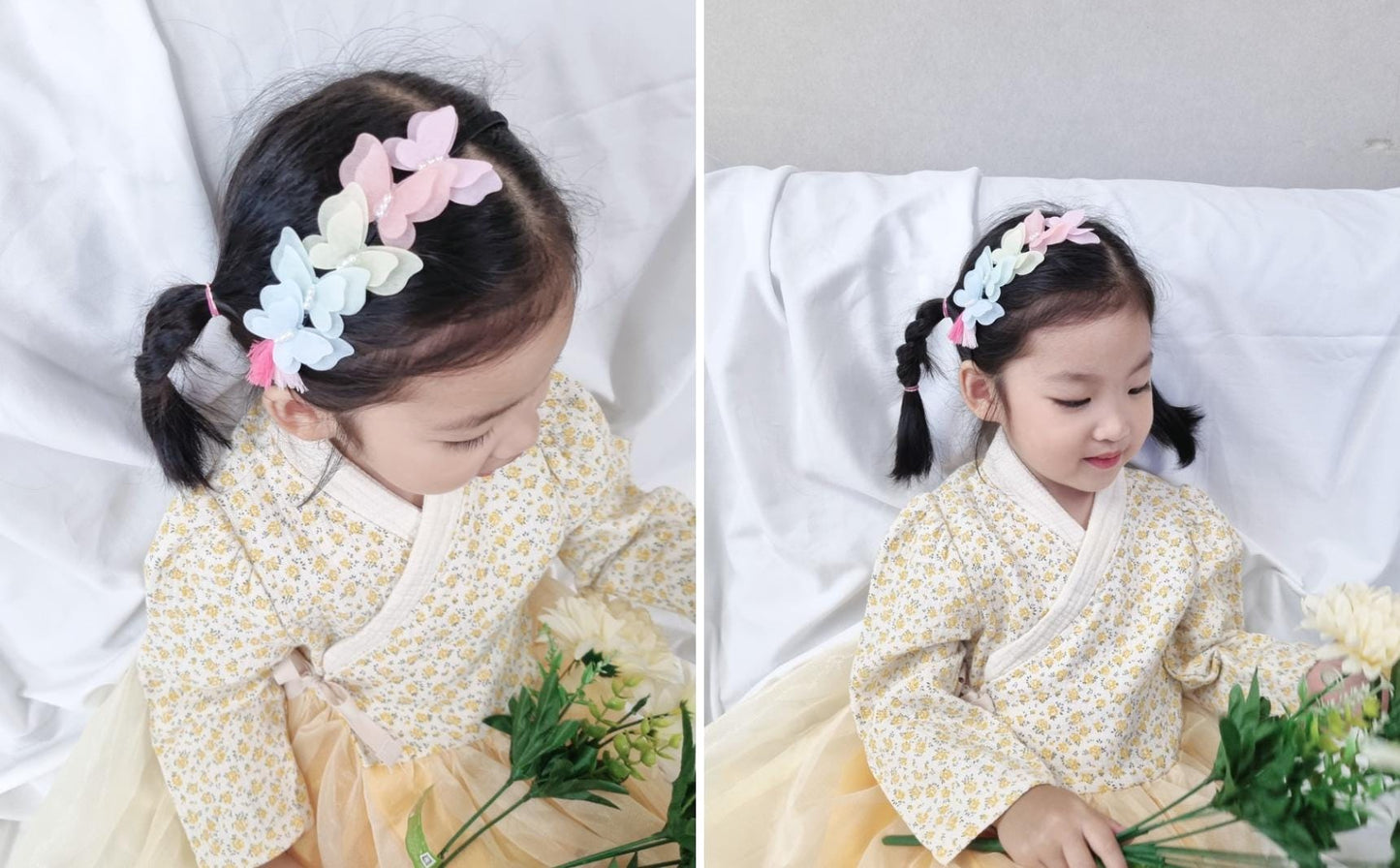 Pastel Hanbok Headband Flower / Butterfly Traditional Korean idol style seollal chuseok lunar new year halloween photoshoot [with Pinkluvme]