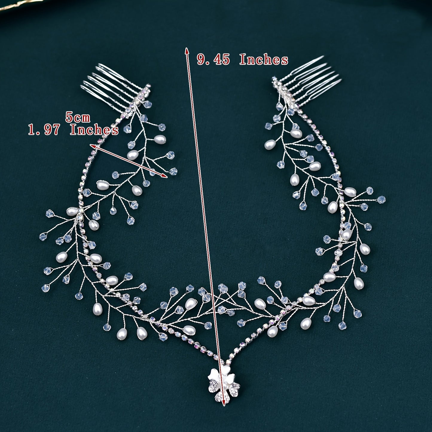 1PC Romantic Headwear Forehead Alloy Chain With Rhinestone Pendant High-end Beaded Hair Comb Women Bridal Hair Accessories