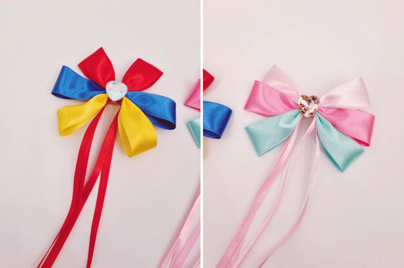 Girl Bow Hair Pin Girl Bow Hair Clip Snow White Hair Pin Long Tail Ribbon Bow Hair Clip Girl Bow Ribbon [with Pinkluvme]