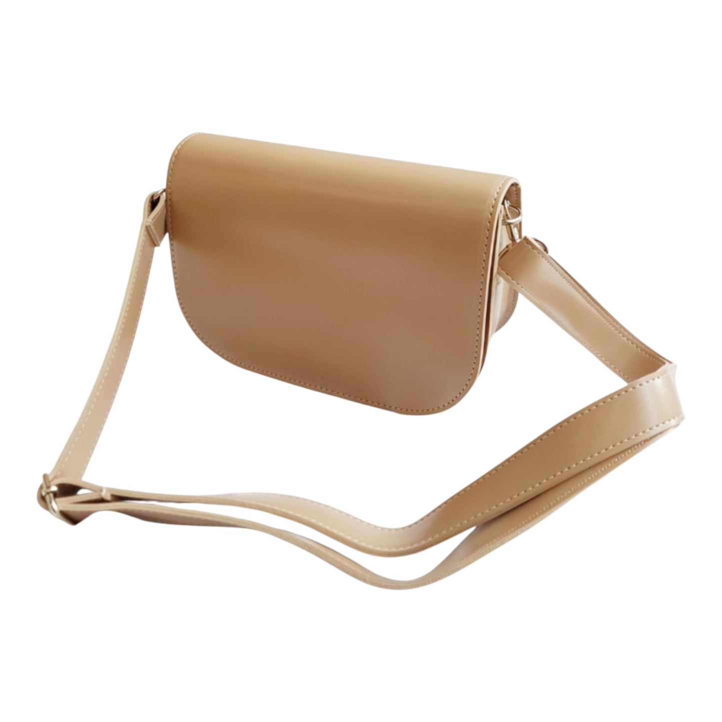 Half Moon Crossbody Bag, Korean, Synthetic Leather, Detachable Strap,  8.7x5.1x2.8 Inch, Black, Wine, Beige