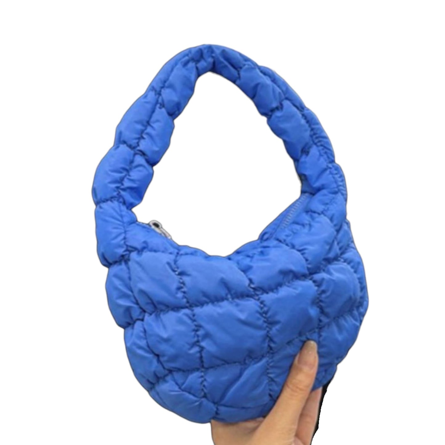 Generic Quilted Mini Tote Bag, Nylon Shoulder Handbag with Zipper, Multiple Colors, Lightweight Casual Style