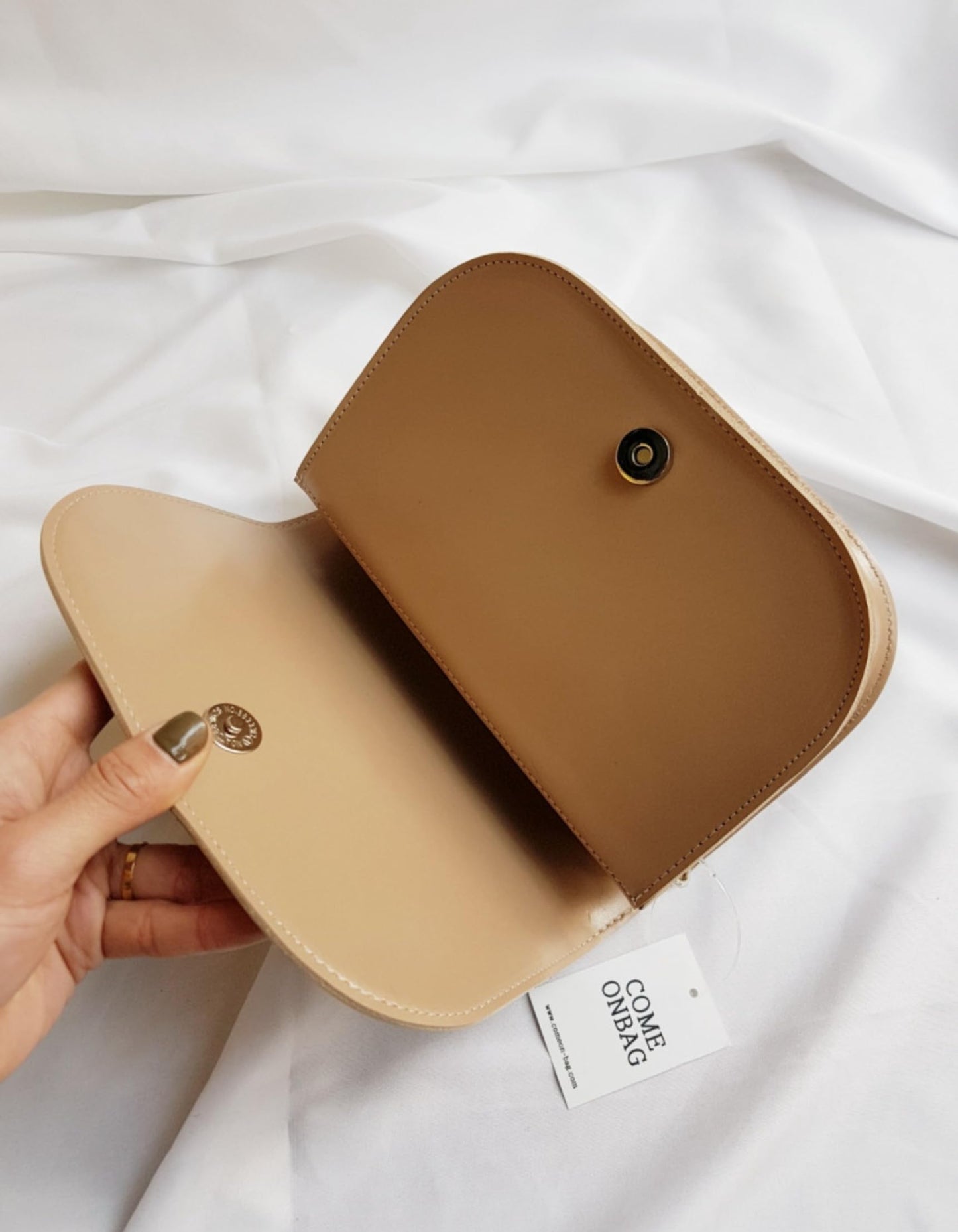 Half Moon Crossbody Bag, Korean, Synthetic Leather, Detachable Strap,  8.7x5.1x2.8 Inch, Black, Wine, Beige