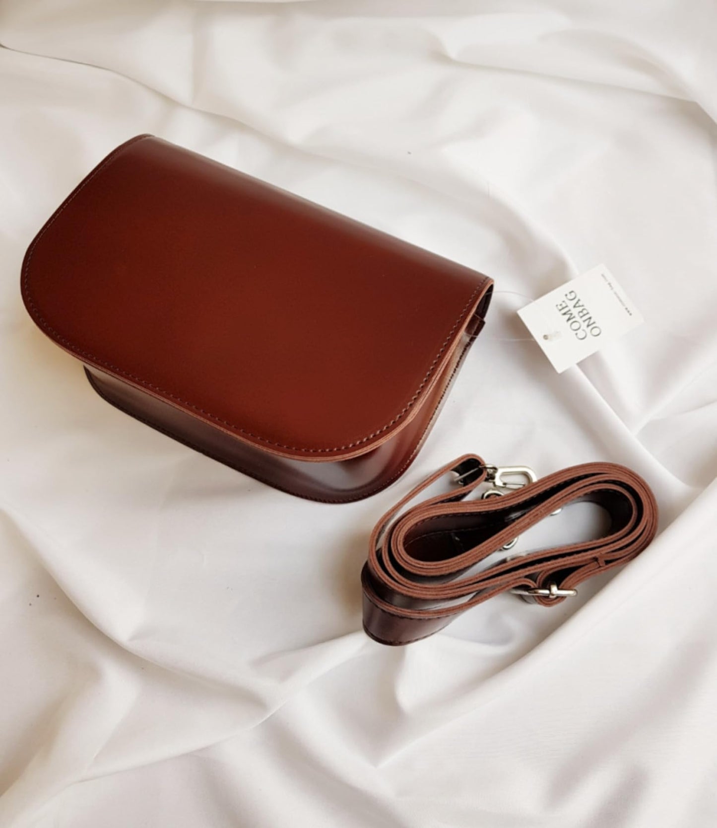 Half Moon Crossbody Bag, Korean, Synthetic Leather, Detachable Strap,  8.7x5.1x2.8 Inch, Black, Wine, Beige