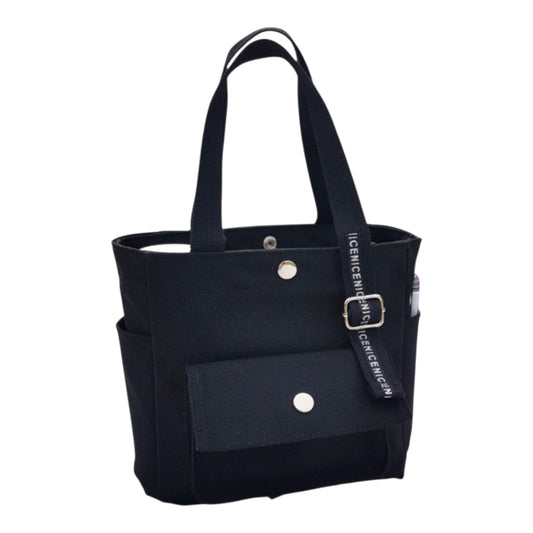 Canvas Multi-Purpose Tote Bag with Adjustable Strap, Black, Ivory, Large Capacity Storage, Cross-body Style,11.8x8.7x4.3 Inch