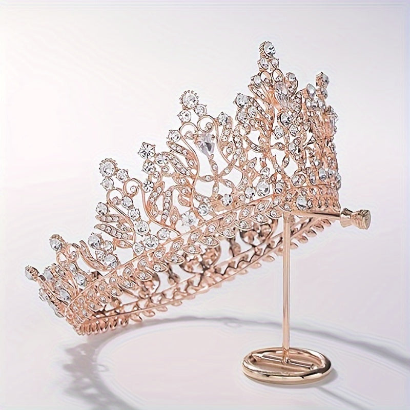 Full Round Imitation Crystal Queen Crown Rhinestone Bride Crown Headband Grand Ball Wedding Hair Accessories