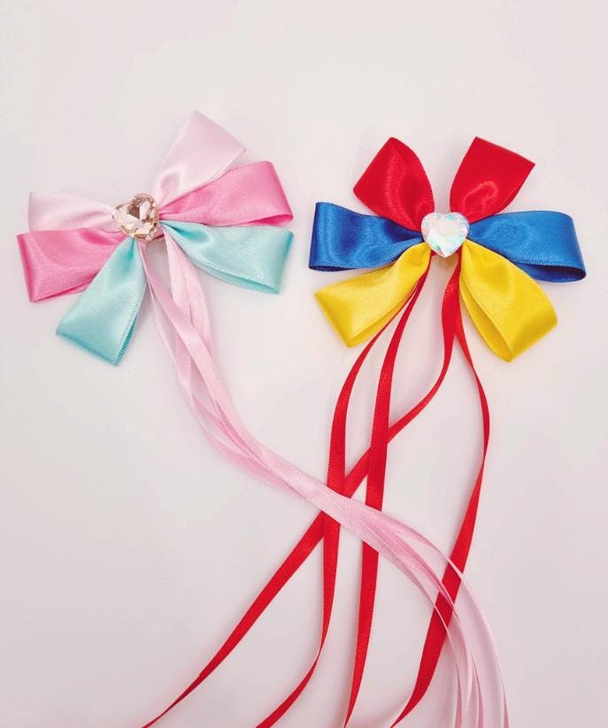 Girl Bow Hair Pin Girl Bow Hair Clip Snow White Hair Pin Long Tail Ribbon Bow Hair Clip Girl Bow Ribbon [with Pinkluvme]