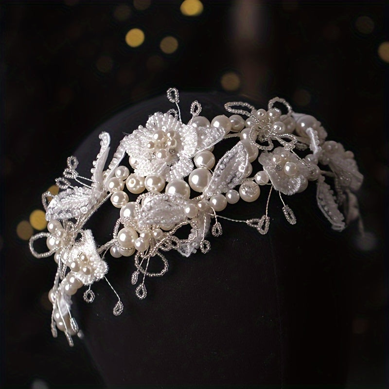 1PC Luxury Faux Pearl Headband Tiara Women Party Headwear Wedding Hairband Headband Bridal Wedding Hair Accessories Jewelry Headband Tiara Gift