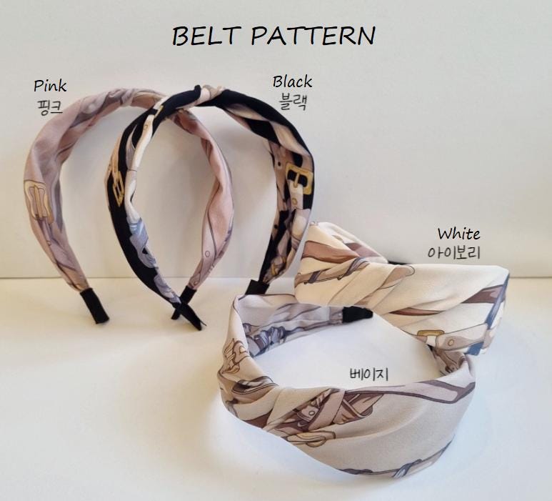Wide Scarf Twist Bandana Style Headband - Chain & Belt Pattern Made in Korea [with Pinkluvme]