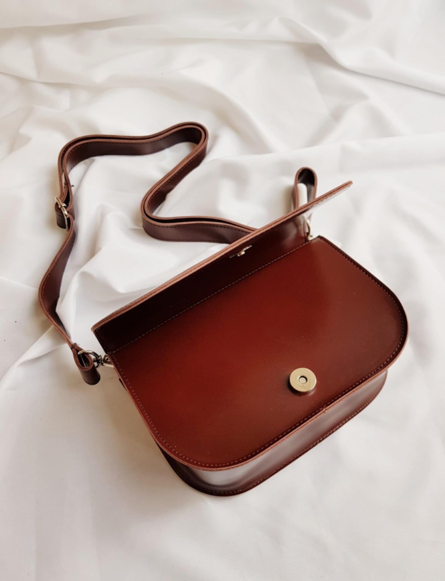 Half Moon Crossbody Bag, Korean, Synthetic Leather, Detachable Strap,  8.7x5.1x2.8 Inch, Black, Wine, Beige