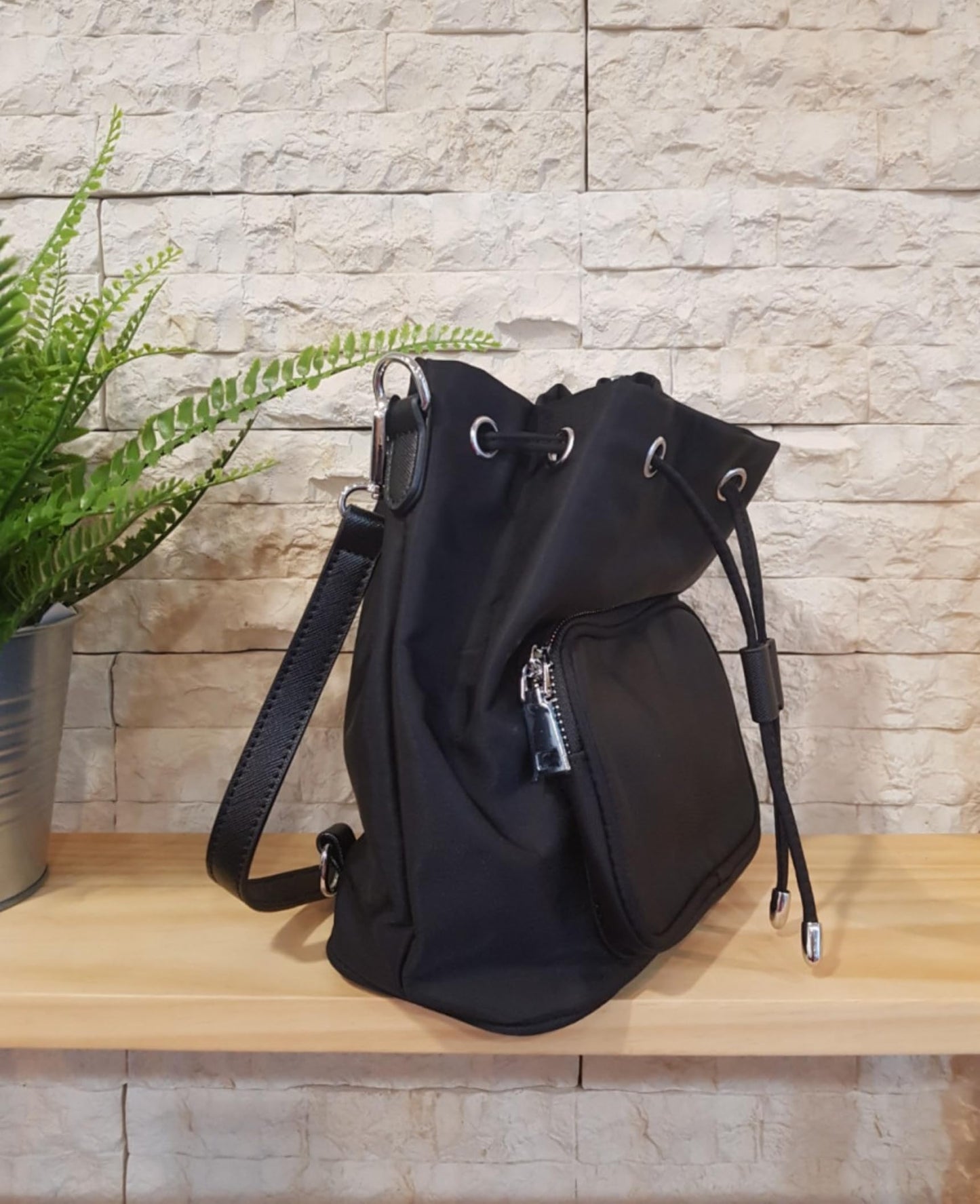 3-Way Convertible Backpack, Black Waterproof Fabric, Large Capacity Shoulder Bag, Cross Body Bag with Multiple Compartments, 7.9x8.7x4.5 Inch