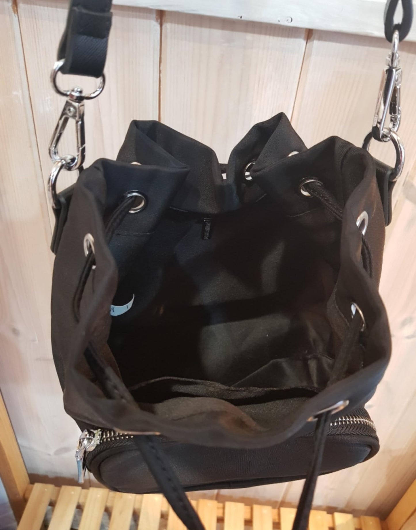 3-Way Convertible Backpack, Black Waterproof Fabric, Large Capacity Shoulder Bag, Cross Body Bag with Multiple Compartments, 7.9x8.7x4.5 Inch