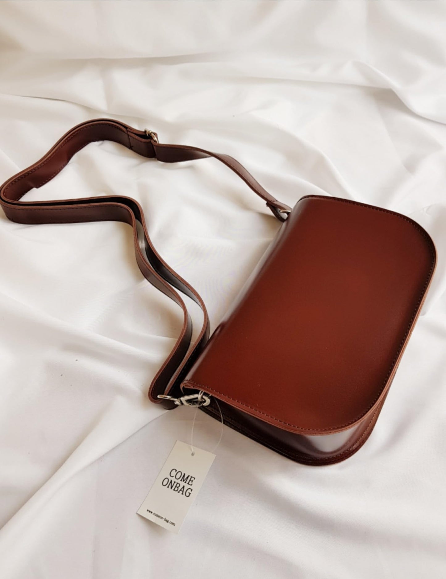 Half Moon Crossbody Bag, Korean, Synthetic Leather, Detachable Strap,  8.7x5.1x2.8 Inch, Black, Wine, Beige