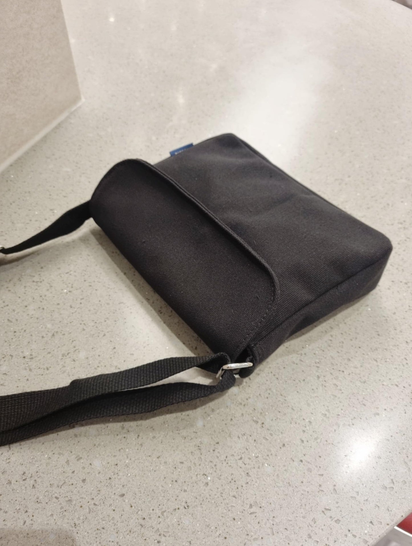 Korean Canvas Messenger Bag, Black Ivory, Adjustable Crossbody Strap, Student Shoulder Bag, Snap Button Zipper Closure