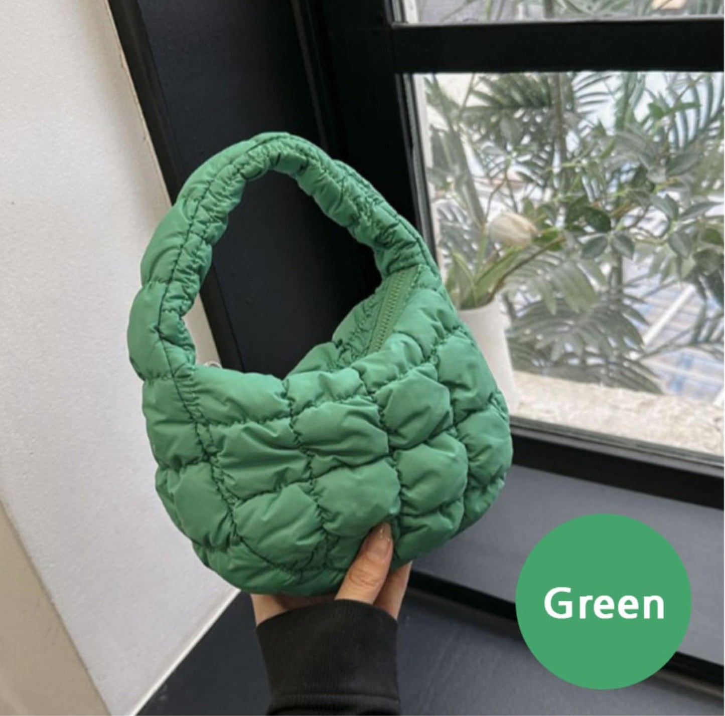 Generic Quilted Mini Tote Bag, Nylon Shoulder Handbag with Zipper, Multiple Colors, Lightweight Casual Style