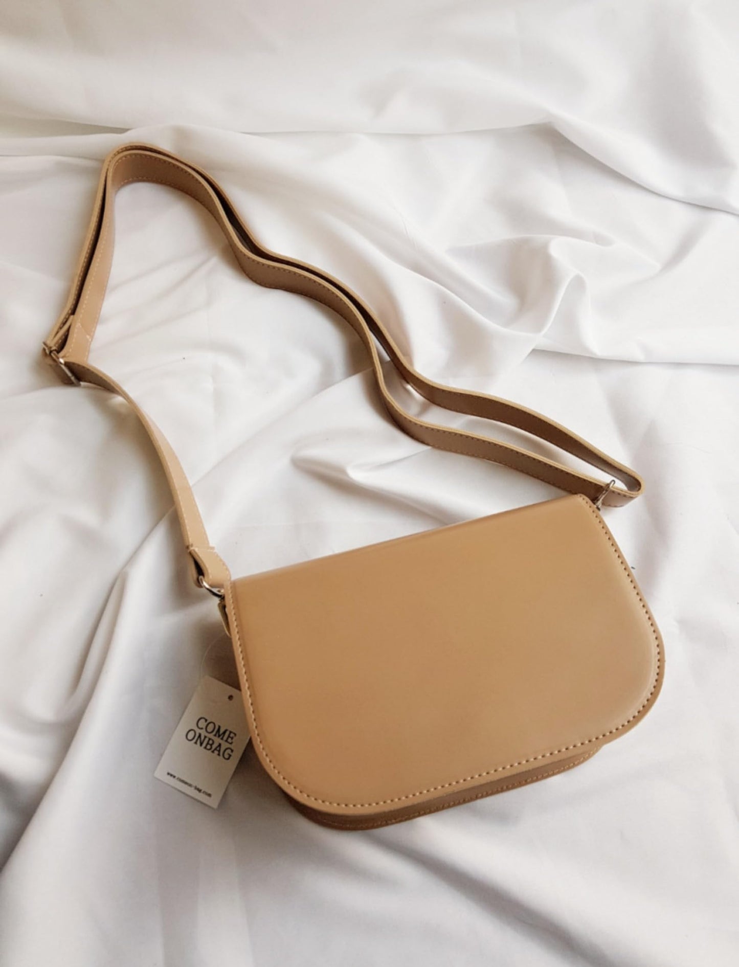 Half Moon Crossbody Bag, Korean, Synthetic Leather, Detachable Strap,  8.7x5.1x2.8 Inch, Black, Wine, Beige