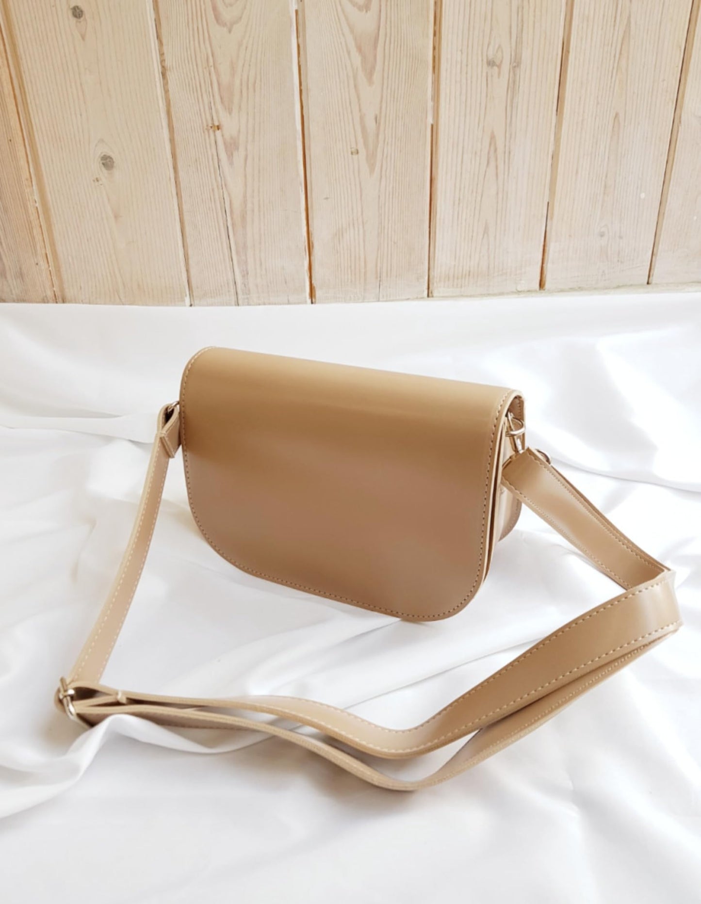 Half Moon Crossbody Bag, Korean, Synthetic Leather, Detachable Strap,  8.7x5.1x2.8 Inch, Black, Wine, Beige