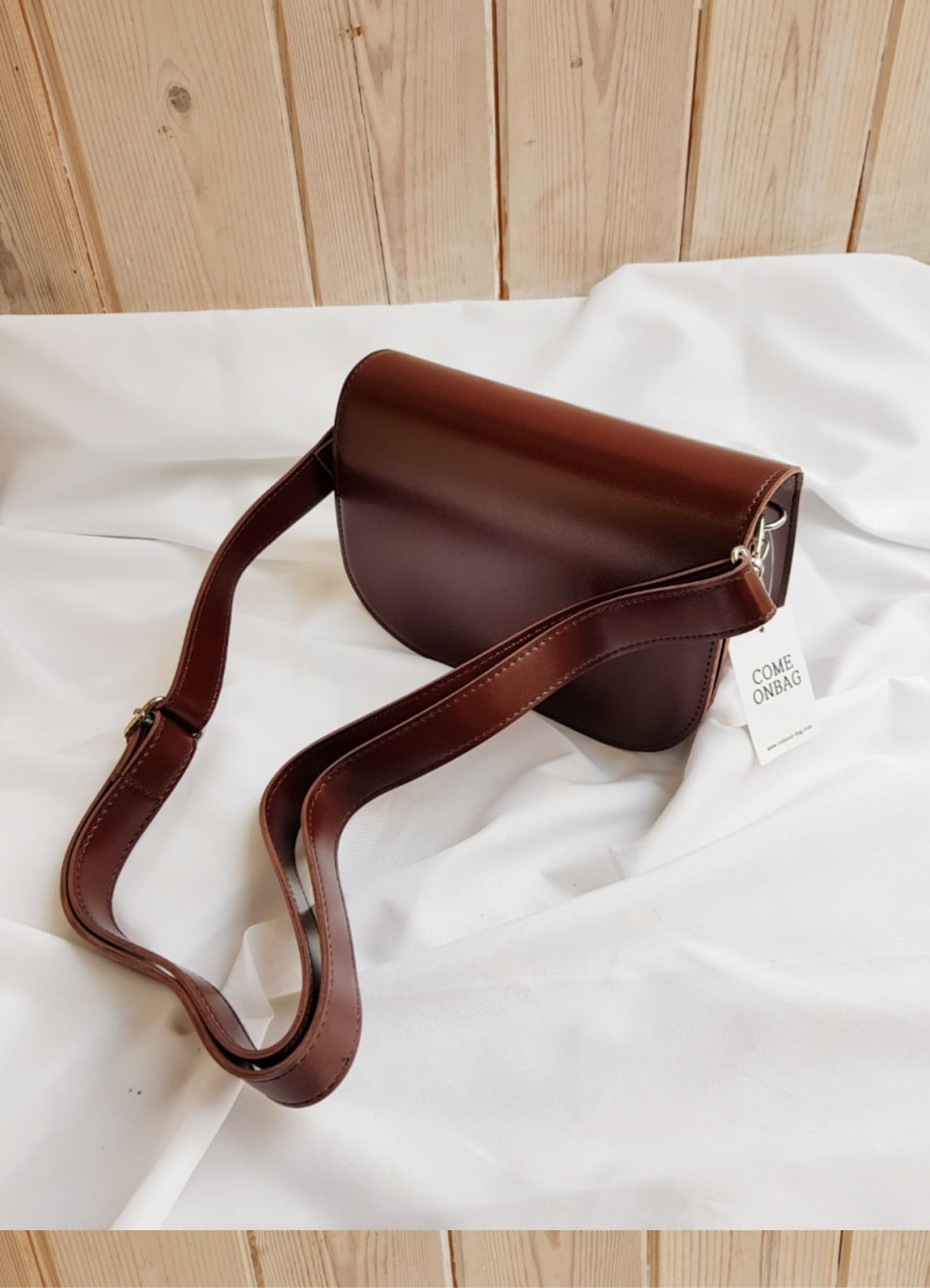 Half Moon Crossbody Bag, Korean, Synthetic Leather, Detachable Strap,  8.7x5.1x2.8 Inch, Black, Wine, Beige