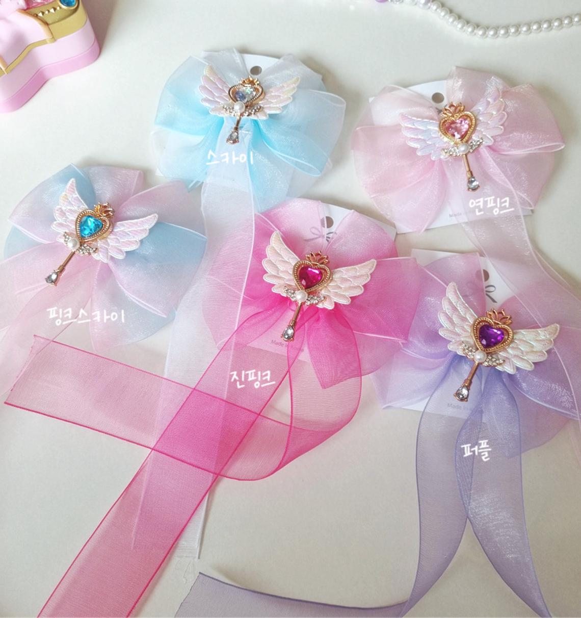 Handmade Gradient Chiffon Ribbon Bow Hairpin Photoshoot Prop Halloween Princess Formal Event Hair Clip Birthday Gift Niece [with Pinkluvme]