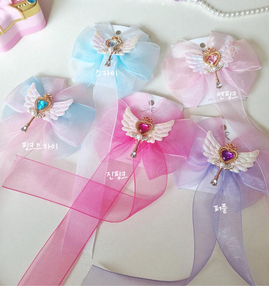 Handmade Gradient Chiffon Ribbon Bow Hairpin Photoshoot Prop Halloween Princess Formal Event Hair Clip Birthday Gift Niece [with Pinkluvme]