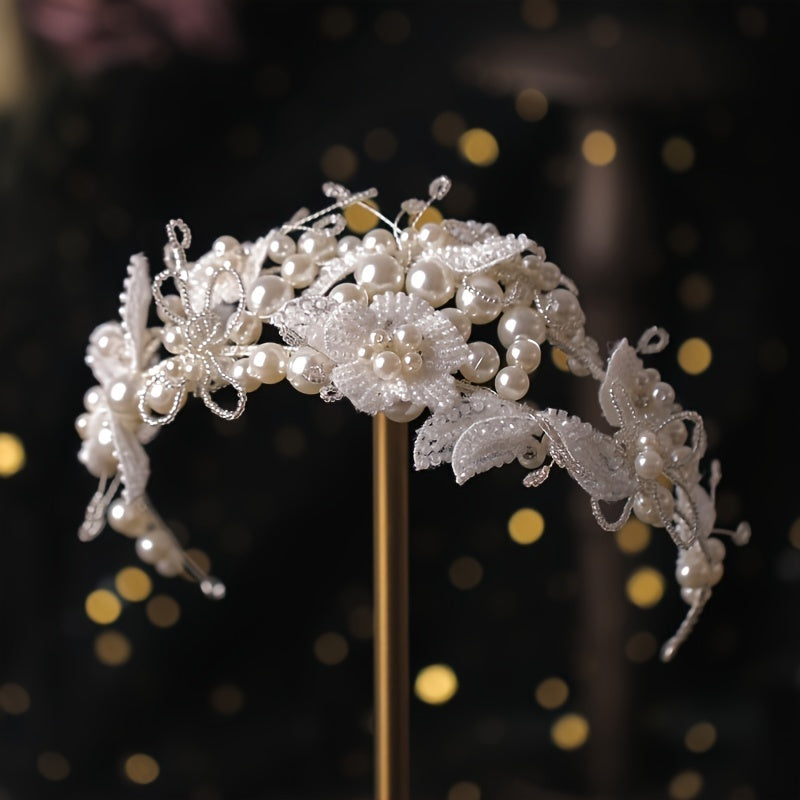 1PC Luxury Faux Pearl Headband Tiara Women Party Headwear Wedding Hairband Headband Bridal Wedding Hair Accessories Jewelry Headband Tiara Gift