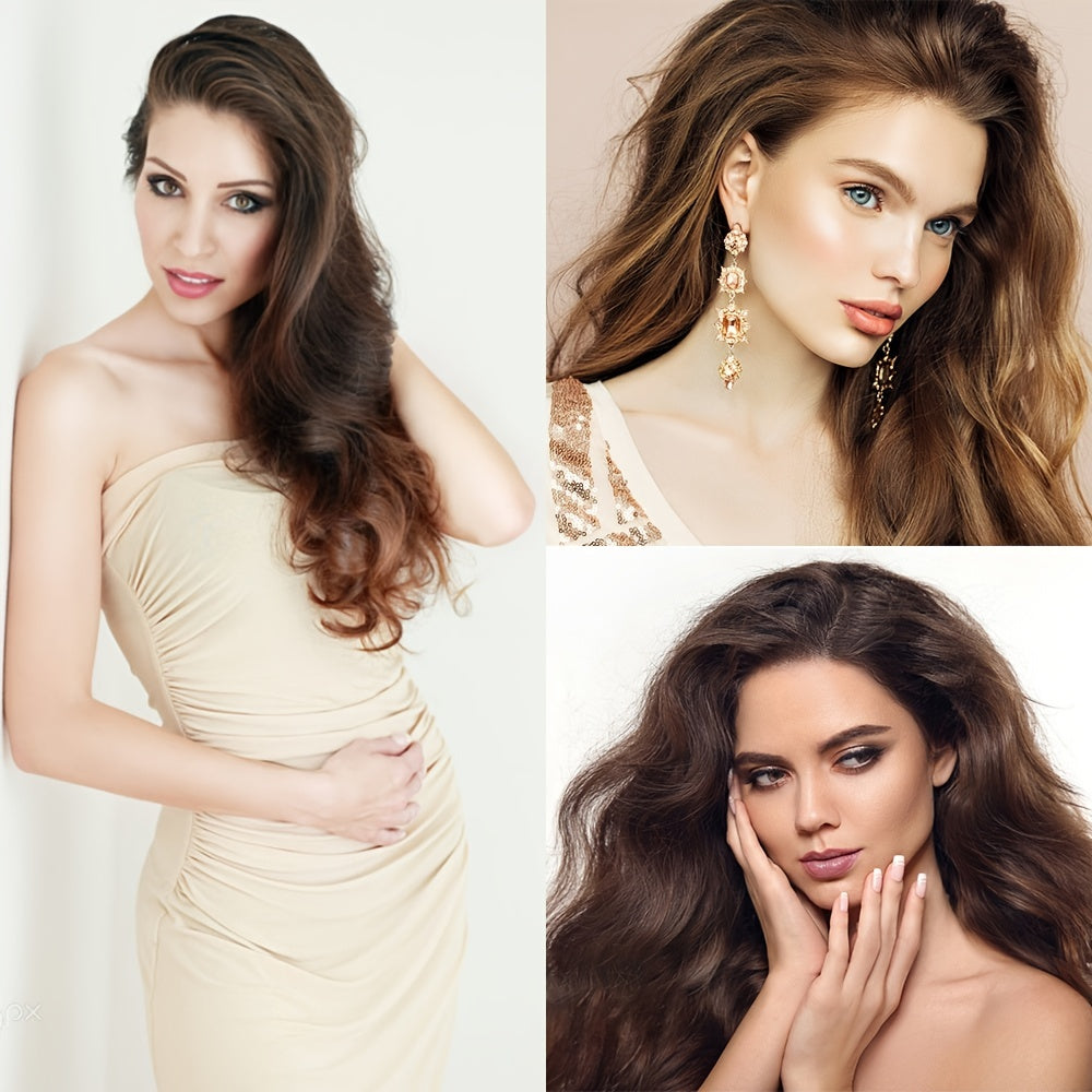 Clip In Hair Extensions 7 PCS Full Head 22 Inch Long Curly Wavy Synthetic Clip Hair Pieces Wavy Hair Pieces For Women Girls Hair Clips Hair Accessories Halloween Christmas