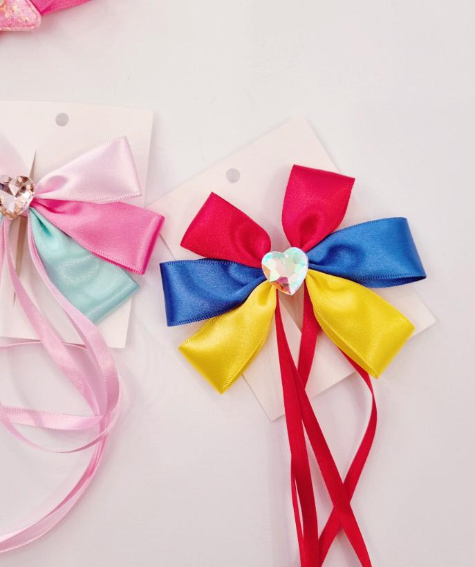 Girl Bow Hair Pin Girl Bow Hair Clip Snow White Hair Pin Long Tail Ribbon Bow Hair Clip Girl Bow Ribbon [with Pinkluvme]