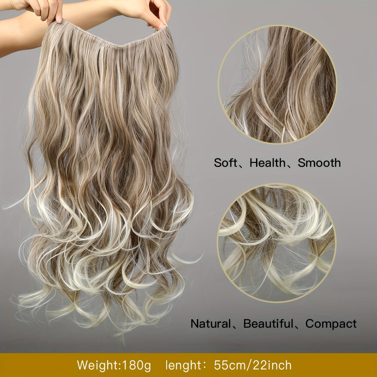 22inch 4clips Long Straight Hair Pieces Synthetic Fishing Line Hair Extensions Elegant For Daily Use Hair Accessories