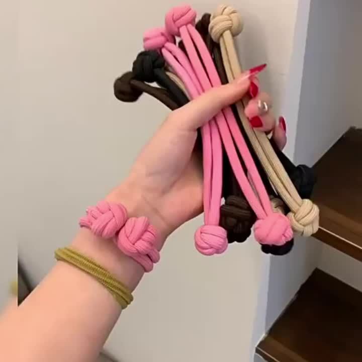 4pcs Knotted Hair Tie High Elasticity Hair Rope Solid Color Hair Ring Durable Ponytail Holder Hair Accessories For Women
