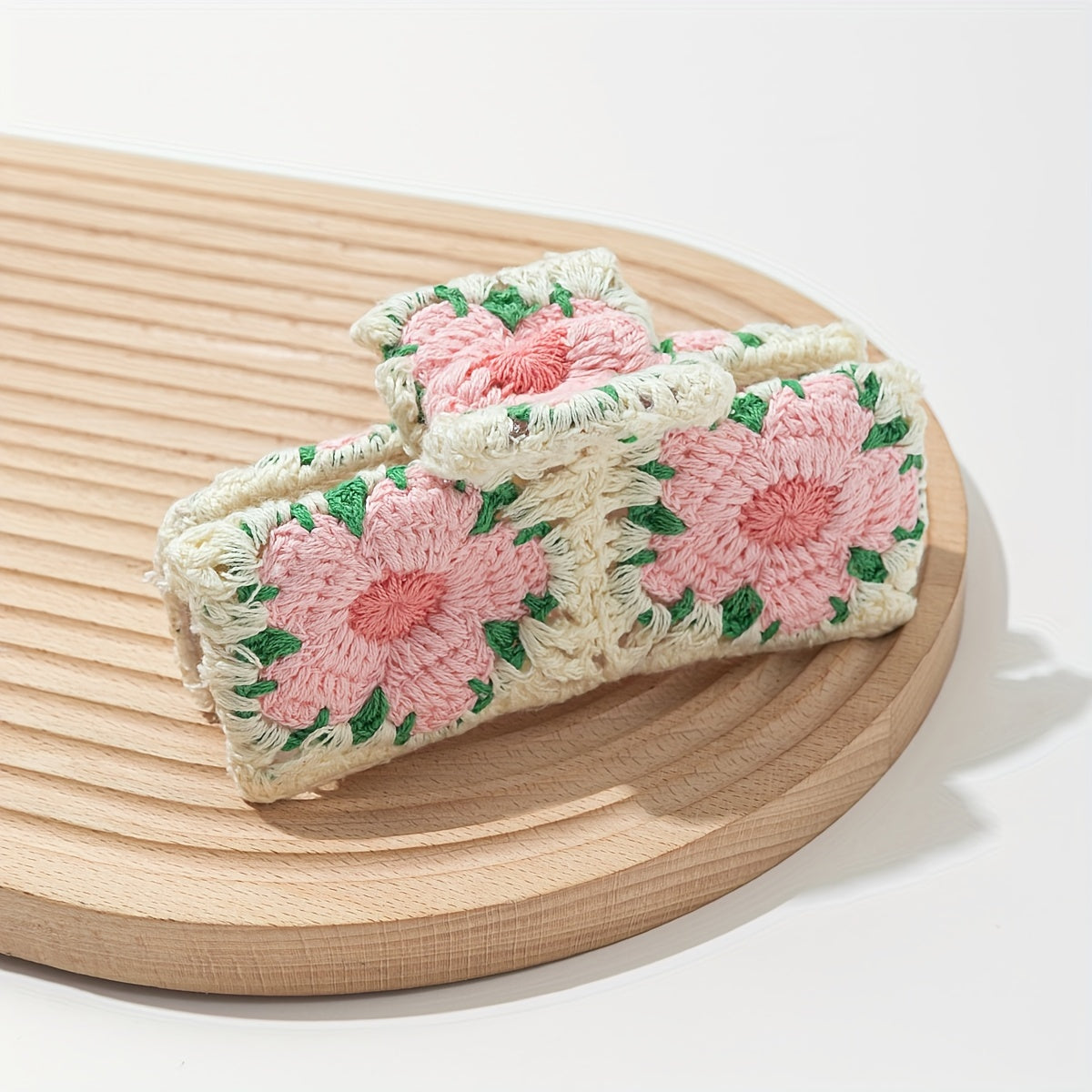 Handmade Crochet Floral Plush Hair Claw – Big Soft Flower Clip