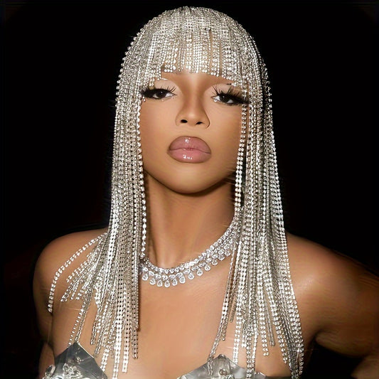 Long Tassel Rhinestone Headpiece Cap 1920s Crystal Flapper Headband Jewelry Gatsby Belly Dance Cleopatra Hair Accessories For Women