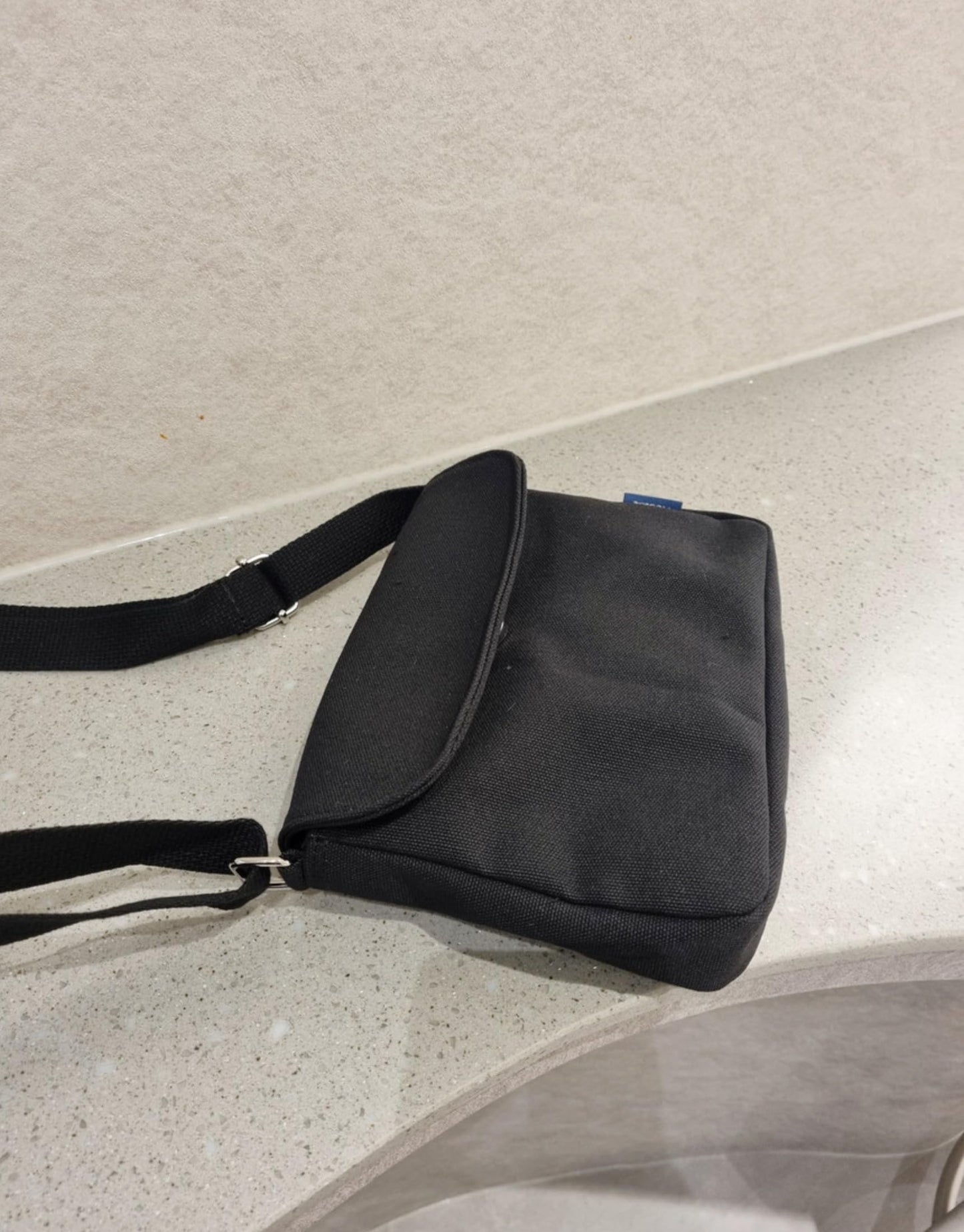 Korean Canvas Messenger Bag, Black Ivory, Adjustable Crossbody Strap, Student Shoulder Bag, Snap Button Zipper Closure