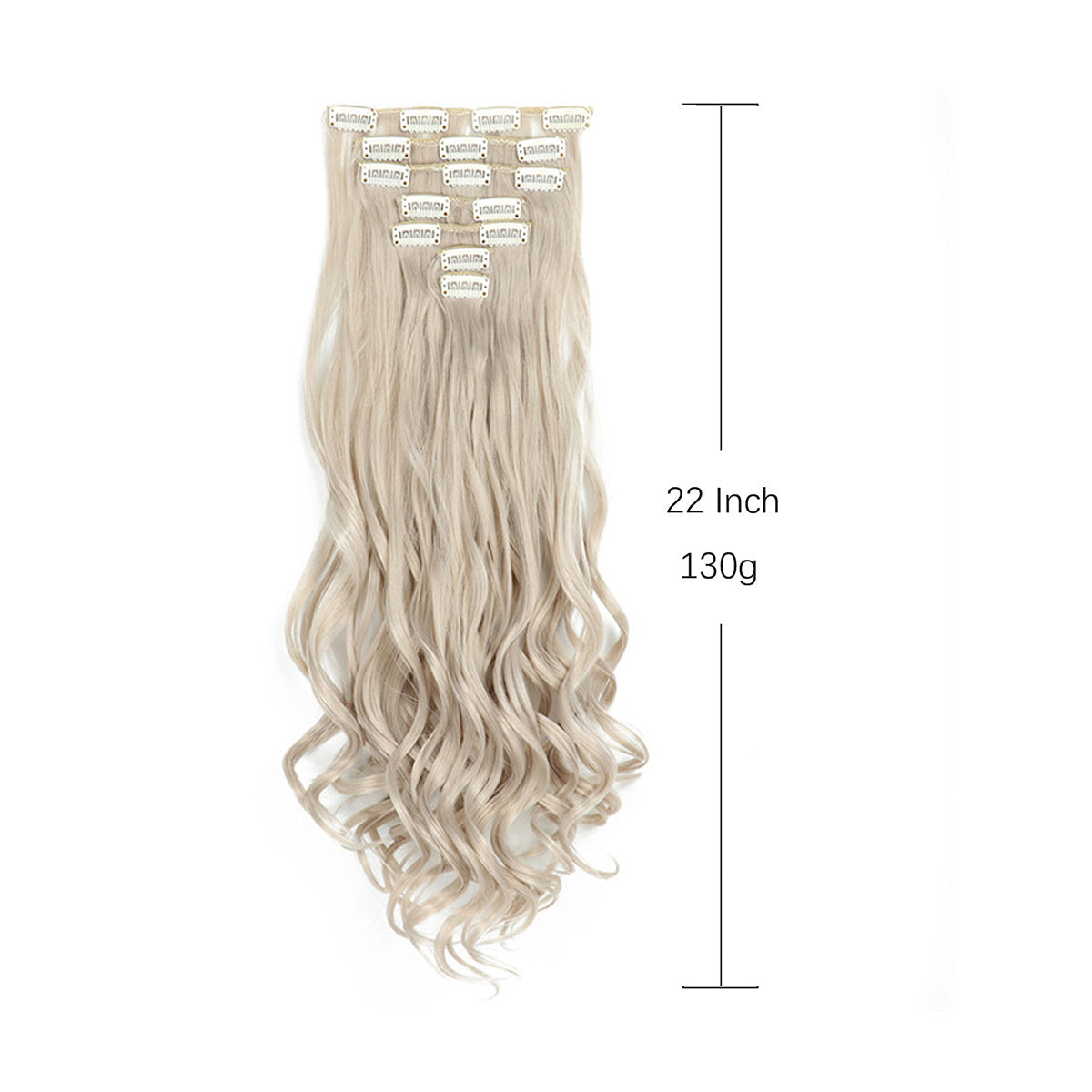 Clip In Hair Extensions 7 PCS Full Head 22 Inch Long Curly Wavy Synthetic Clip Hair Pieces Wavy Hair Pieces For Women Girls Hair Clips Hair Accessories Halloween Christmas