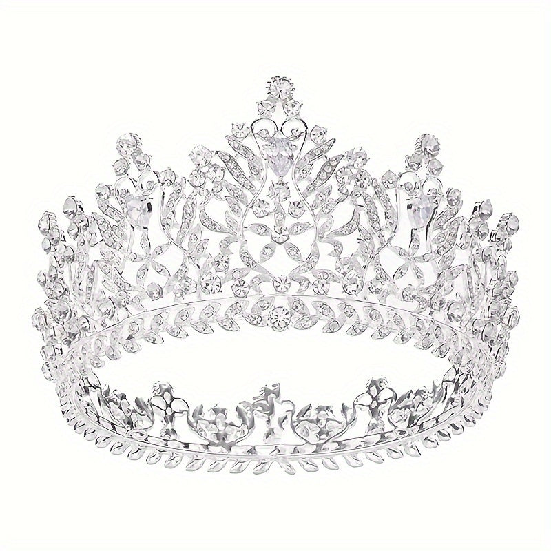 Full Round Imitation Crystal Queen Crown Rhinestone Bride Crown Headband Grand Ball Wedding Hair Accessories