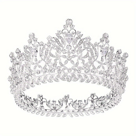 Full Round Imitation Crystal Queen Crown Rhinestone Bride Crown Headband Grand Ball Wedding Hair Accessories