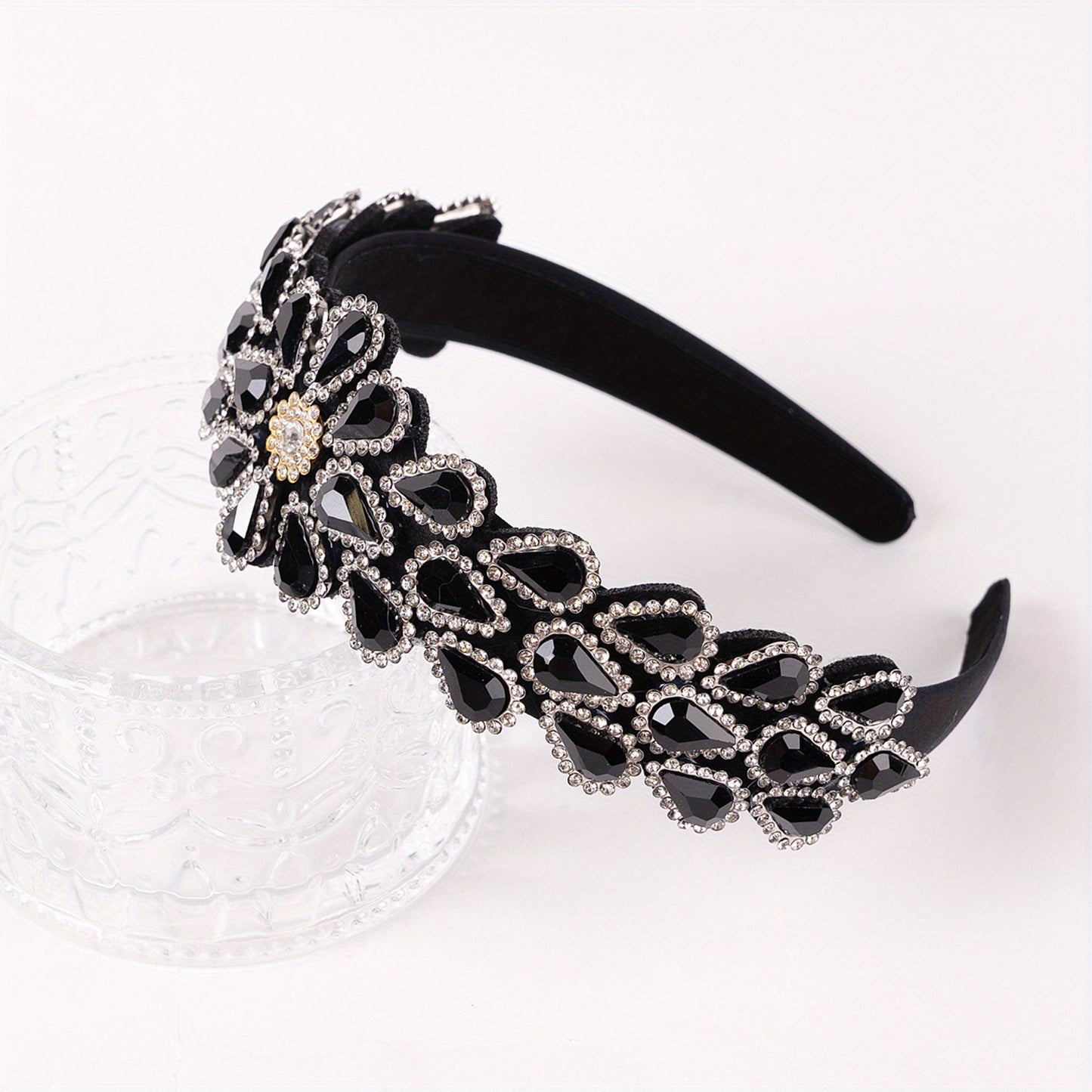 Crystal Rhinestone Handmade Headband Female Baroque Retro Wide-Brimmed Headband Hair Accessories