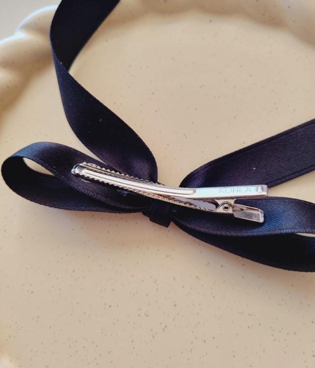 Girl Satin Ballet Simple Ribbon Bow Hair Clip Toddler Ribbon Bow Pin Long Tailed Bow Hair Clip Safe for Babies Handmade [with Pinkluvme]