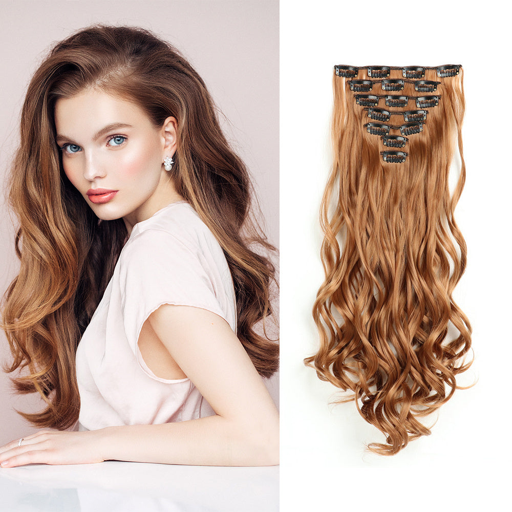 Clip In Hair Extensions 7 PCS Full Head 22 Inch Long Curly Wavy Synthetic Clip Hair Pieces Wavy Hair Pieces For Women Girls Hair Clips Hair Accessories Halloween Christmas