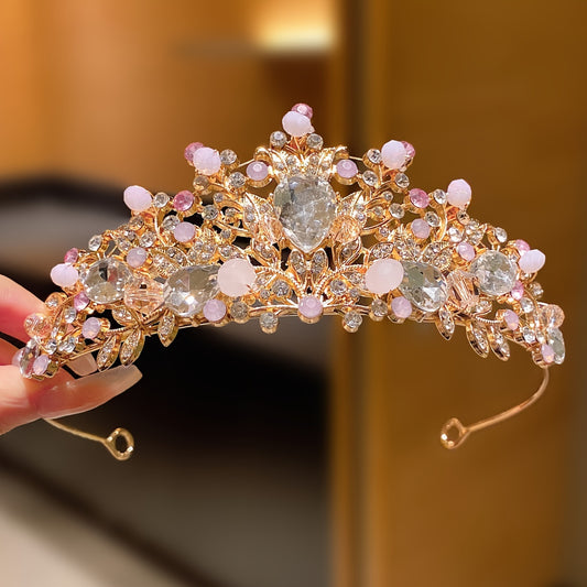 1pc Alloy Rhinestone Big Crown Hair Hoop, Girls Performance Princess Birthday Hair Accessories