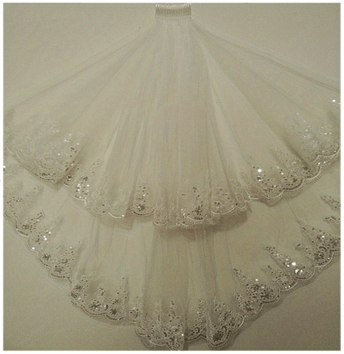 Lace Edge Bridal Veil Women's Simple Wedding Veil With Comb Wedding Hair Accessories