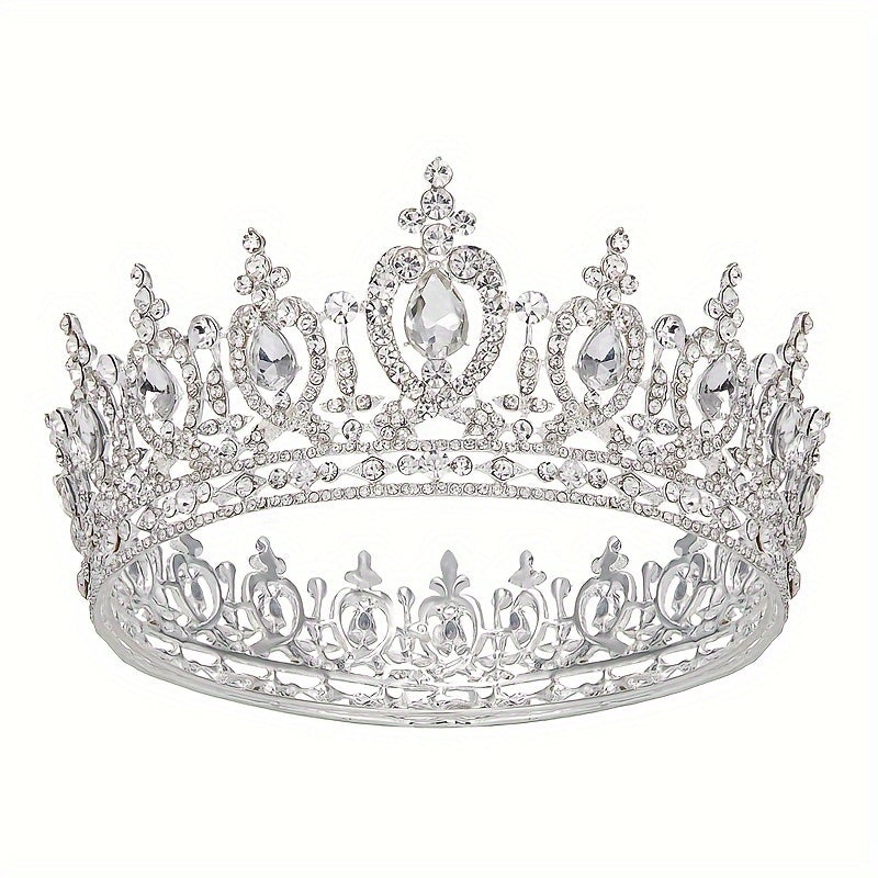 Exquisite Crystal Queen Crown - Sparkling Rhinestone Tiara for Women, Bridal Party, Pageant, Wedding Hair Accessories, Silver Plated, Durable, Adjustable, Comfortable, Ideal for Brides, Birthday Girls, and Queens