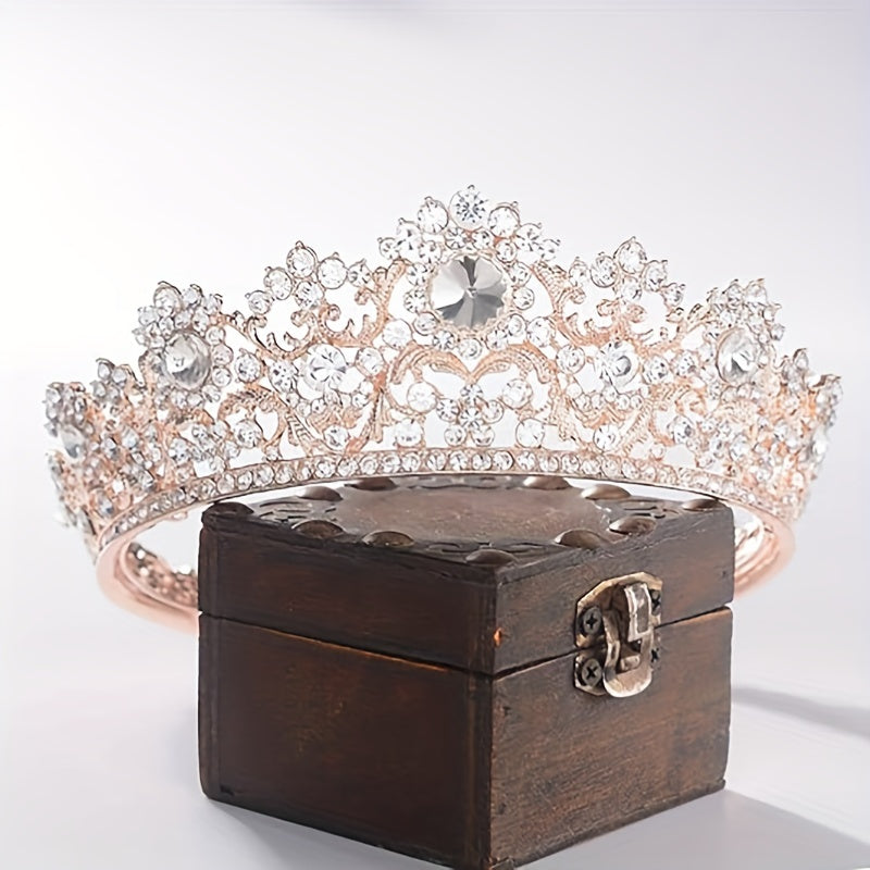 Rhinestone Bridal Queen Crown Full Round Tiara For Women Wedding Pageant Hair Accessories