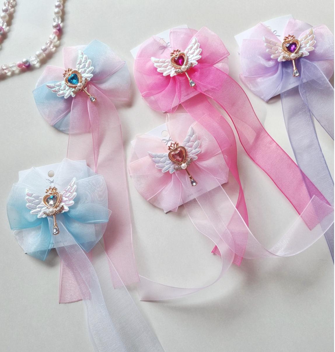 Handmade Gradient Chiffon Ribbon Bow Hairpin Photoshoot Prop Halloween Princess Formal Event Hair Clip Birthday Gift Niece [with Pinkluvme]